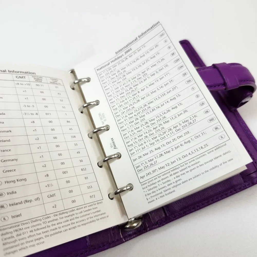 Filofax Mini Bloomsbury Organizer Deluxe Leather Purple Address Book Planner
